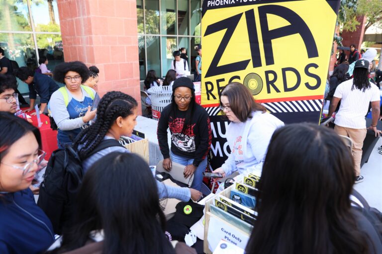 Buffalo Exchange, Zia Records, and others connect with students at the Vendor Fair