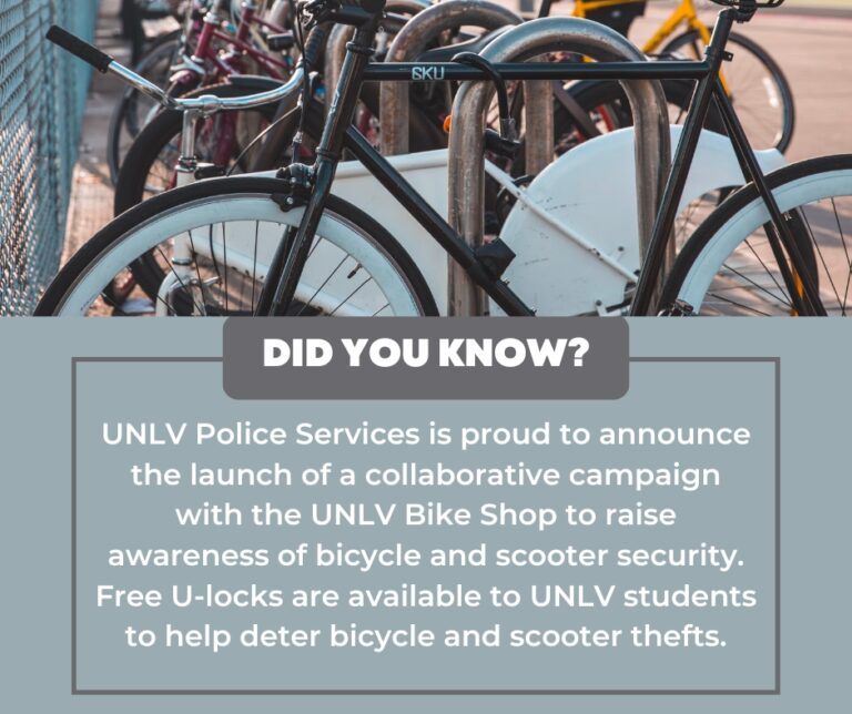 The UNLV Bike Shop and University Police Services collaborate to promote bicycle and scooter safety